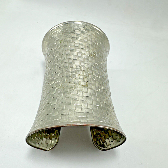 Wide Woven Cuff Bracelet Statement Fashion‎ Jewelry Silver Tone - Picture 2 of 9
